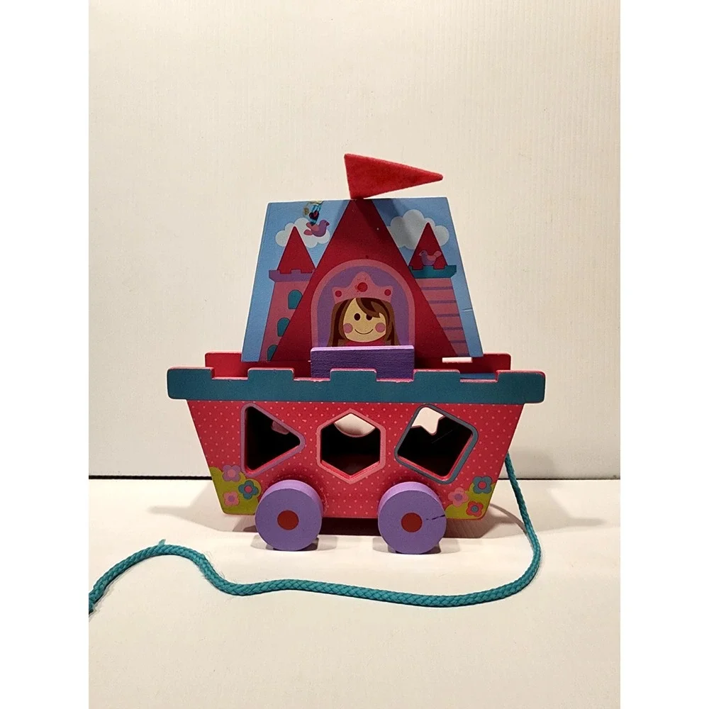 Stephen Joseph Shape Sorter Wooden Boat with Pull String. Boat Only - No Shapes